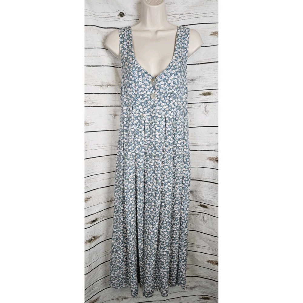 Vintage 90s Express Floral Maxi Dress XS Rayon Pleated Cottagecore Boho Y2K